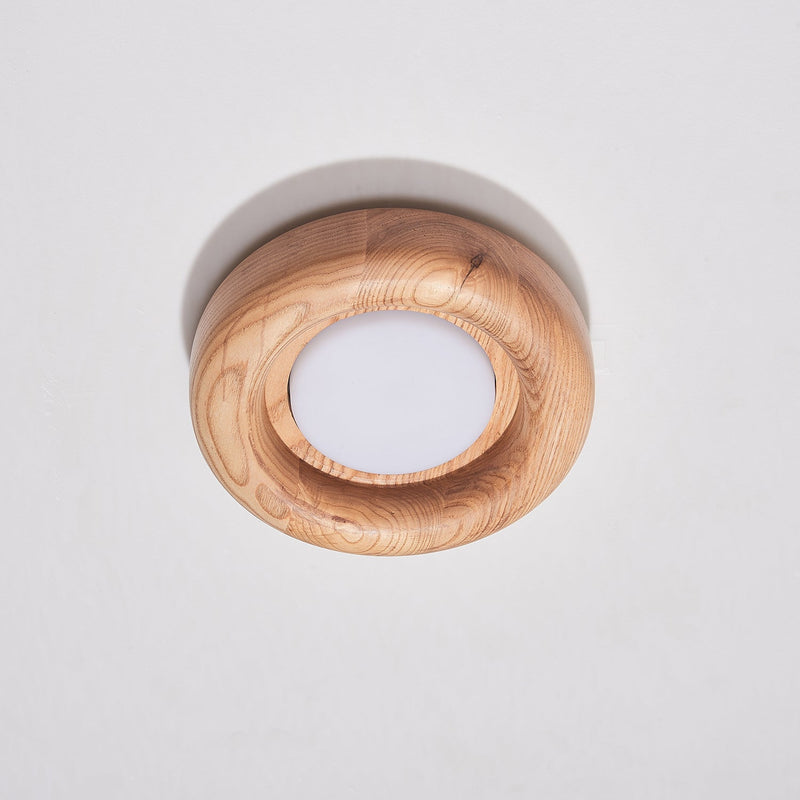 Orbitus Wandlamp – Ronde rust in hout en licht