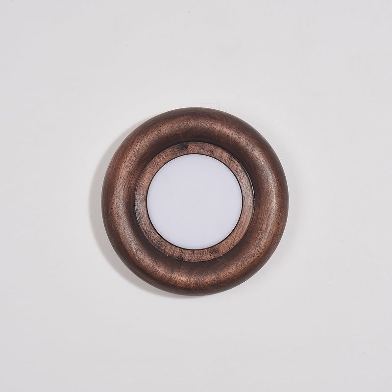 Orbitus Wandlamp – Ronde rust in hout en licht