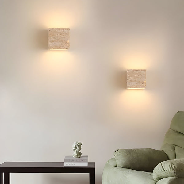 ScandiStone – Wandlamp in Travertin Natuursteen