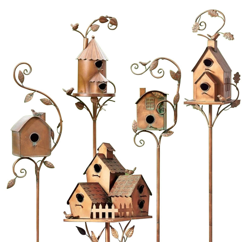 Nara – Artistiek Metalen Vogelhuisje op Steker