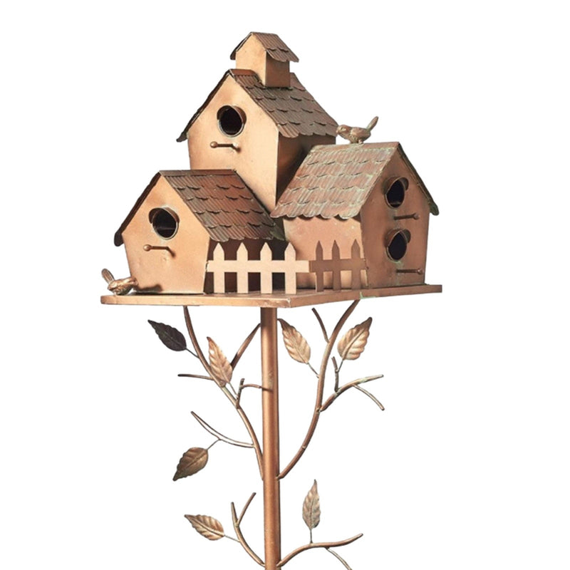 Nara – Artistiek Metalen Vogelhuisje op Steker