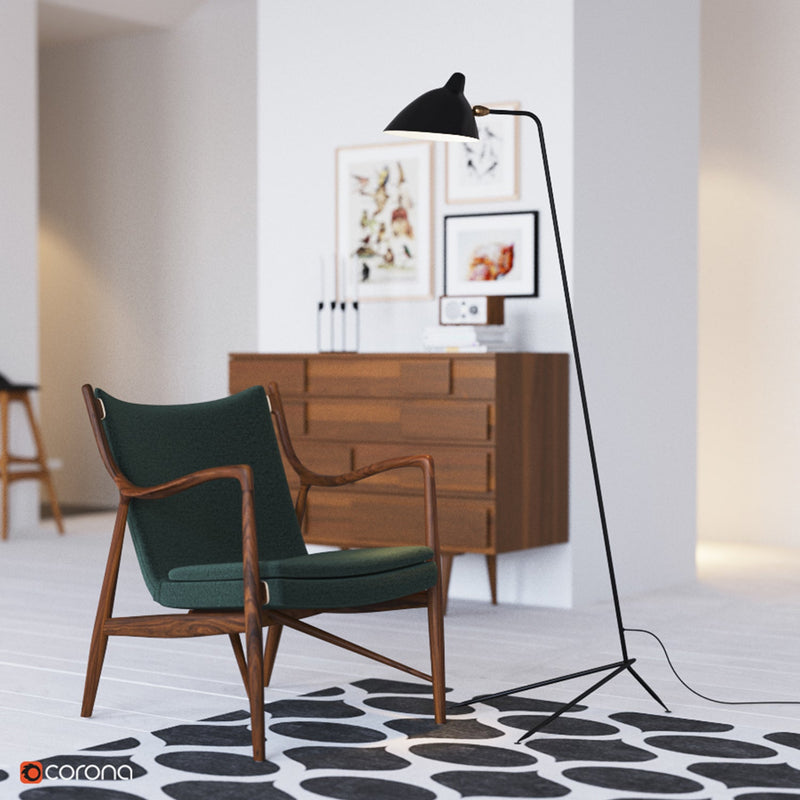 Mouille Triarm – Sculpturale Designvloerlamp met Dynamisch Karakter