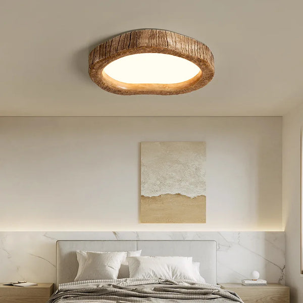 Nara – Plafondlamp in Houtlook voor een Warme en Rustieke Sfeer