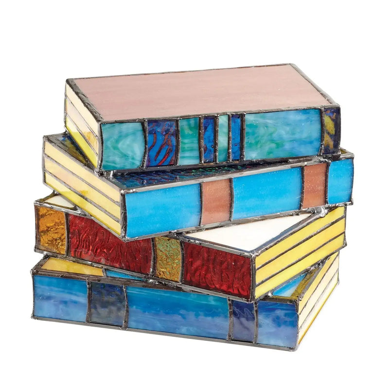ChromaPage | Nachtlampje van boeken met levendig glas-in-lood-ontwerp