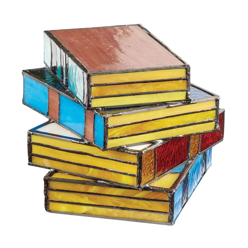 ChromaPage | Nachtlampje van boeken met levendig glas-in-lood-ontwerp