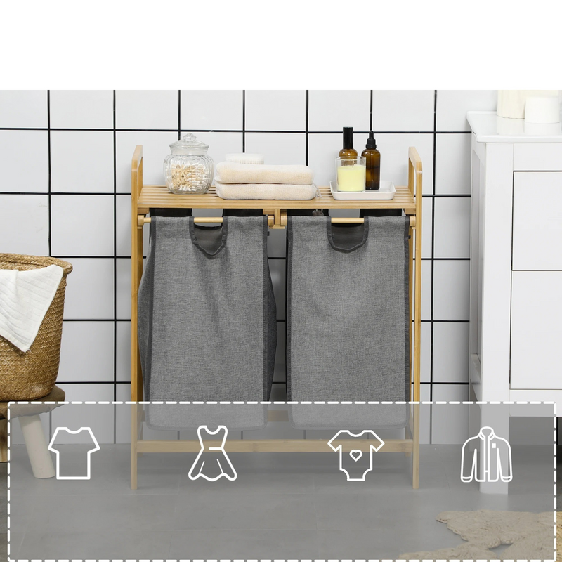 NARA – Bamboe Wasmand met Dubbel Compartiment