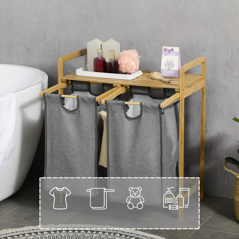 NARA – Bamboe Wasmand met Dubbel Compartiment