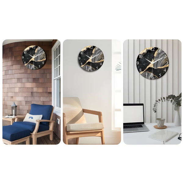 CrownQuartz Wandklok – Marmeren Rust, Modern Ritme