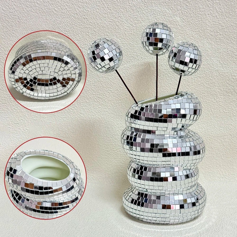 Maison – Spiegelmozaïek Decoratieve Vaas in Disco-Stijl