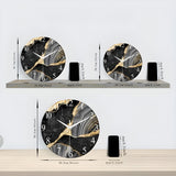 CrownQuartz Wandklok – Marmeren Rust, Modern Ritme