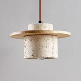 Travertin – Hanglamp van natuursteen & hout