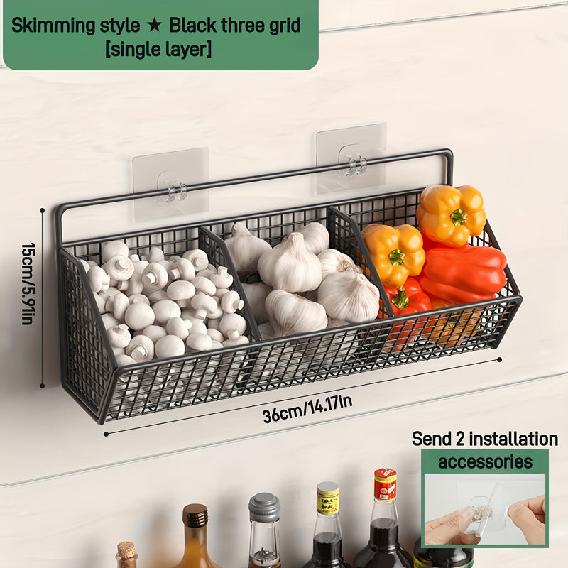 GridBin | Keuken opbergmand voor aan de muur - Hangende Organiser voor Knoflook, Uien & Groenten