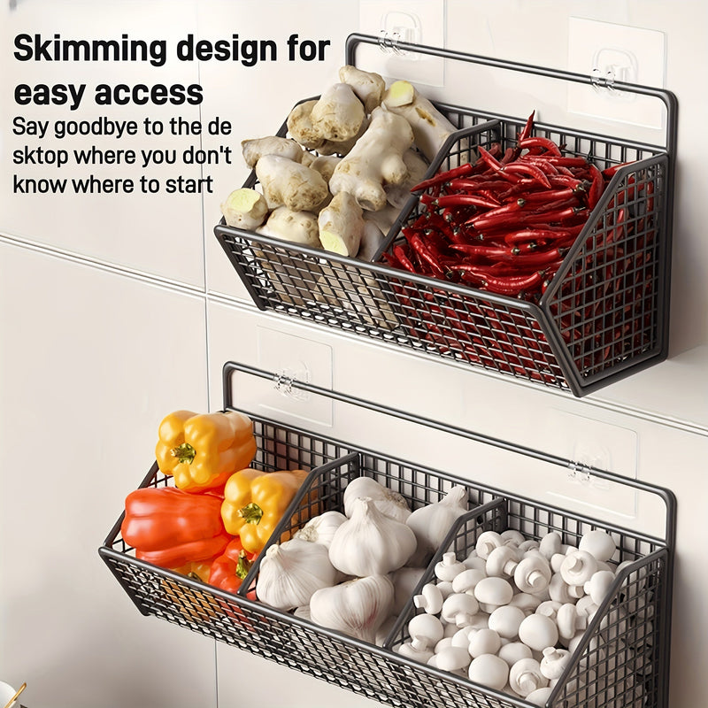 GridBin | Keuken opbergmand voor aan de muur - Hangende Organiser voor Knoflook, Uien & Groenten