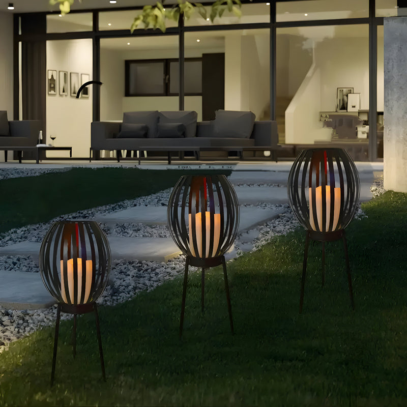 TwilightVault Light – Solarlantaarn met Vlamlichteffect in Metalen Kooi