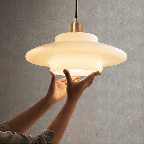 Mid-Century Glass – Hanglamp met melkwitte kap