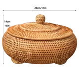 RusticBreeze – Handgemaakte Rattan Opbergbox met Deksel