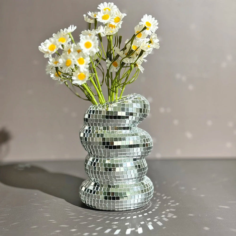 Maison – Spiegelmozaïek Decoratieve Vaas in Disco-Stijl