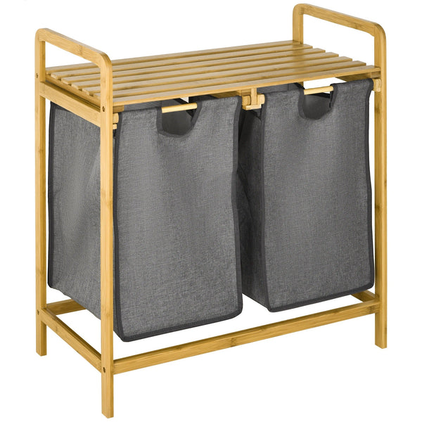 EcoSort – Bamboe Wasmand met Dubbel Compartiment