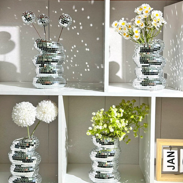Maison – Spiegelmozaïek Decoratieve Vaas in Disco-Stijl