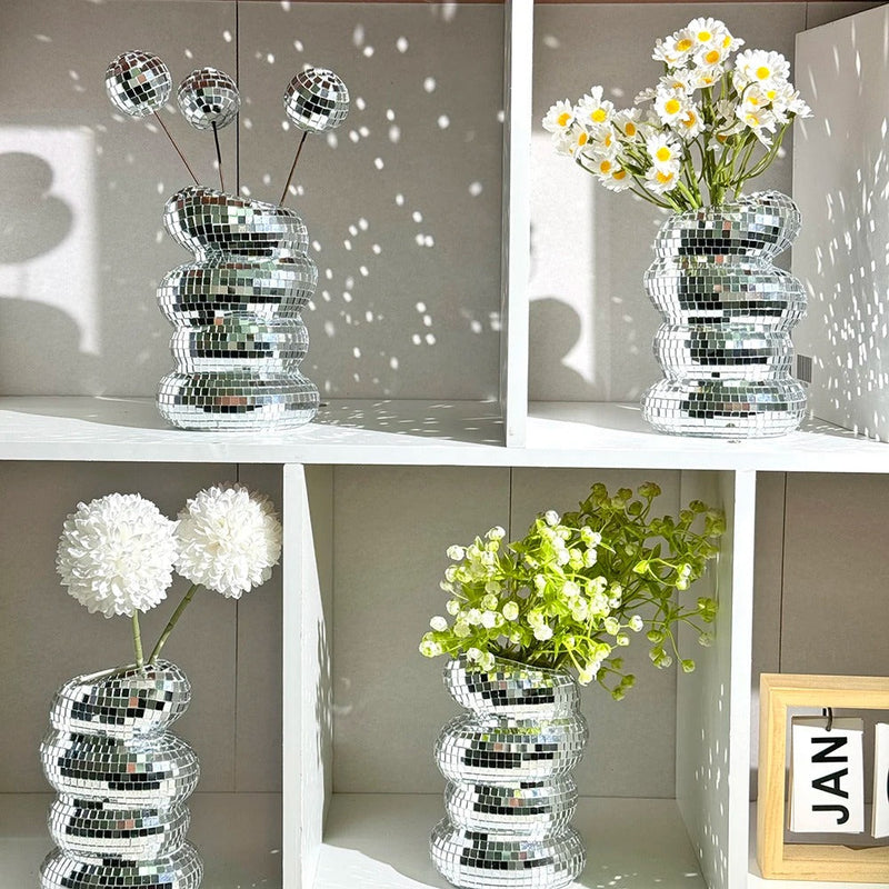 Maison – Spiegelmozaïek Decoratieve Vaas in Disco-Stijl