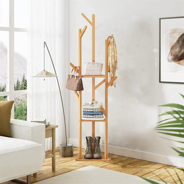 TranquilHome – Bamboe kapstok met planken