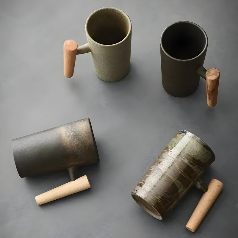 NatureSips – Japanse Steengoed Mok in Wabi-Sabi Stijl
