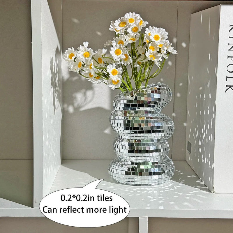Maison – Spiegelmozaïek Decoratieve Vaas in Disco-Stijl