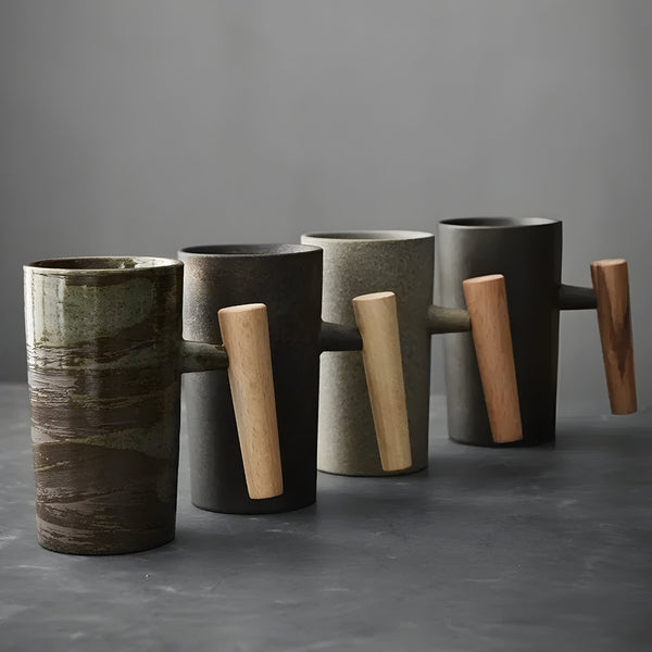 NatureSips – Japanse Steengoed Mok in Wabi-Sabi Stijl
