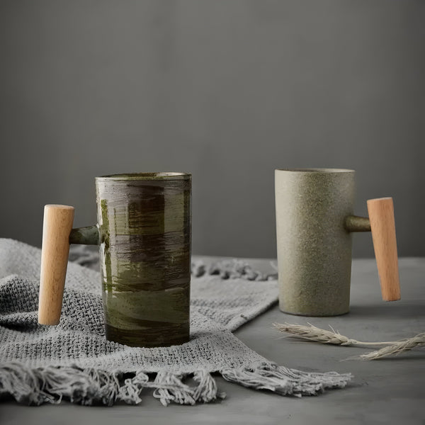 NatureSips – Japanse Steengoed Mok in Wabi-Sabi Stijl