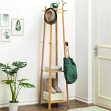 RusticWard Rack – Bamboe Kledingrek met Haken en Schoenplanken