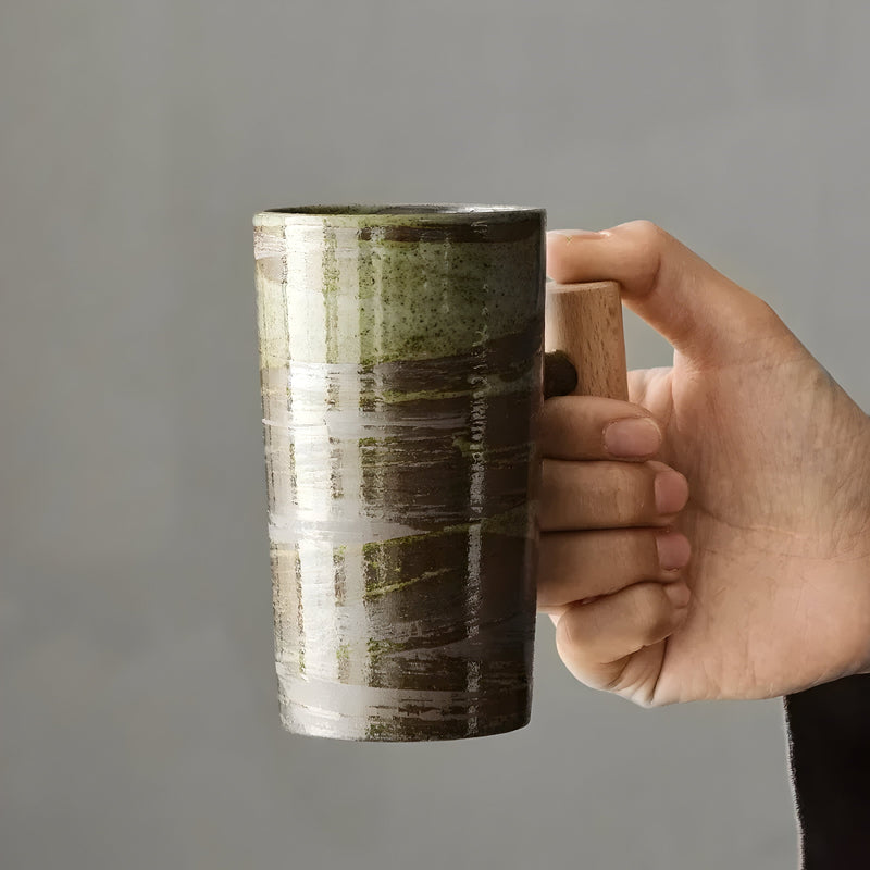 NatureSips – Japanse Steengoed Mok in Wabi-Sabi Stijl