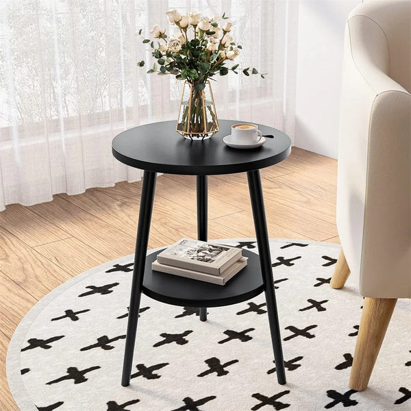 VintaCurve – Ronde Bijzettafel met Moderne Twee-Lagen Constructie