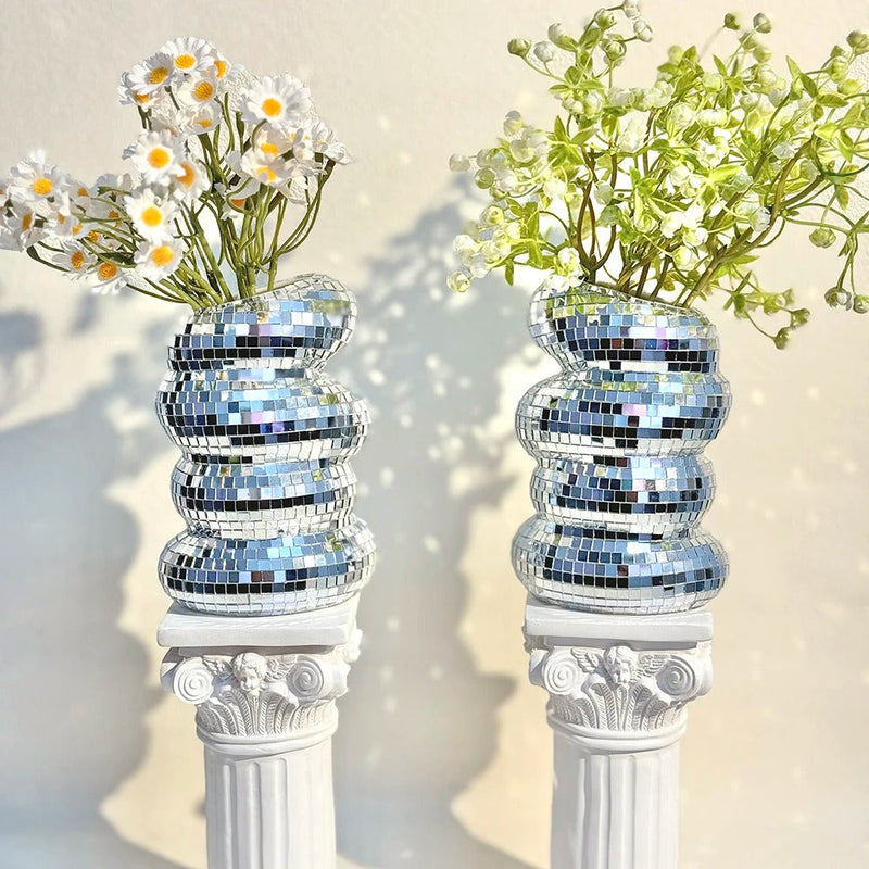 Maison – Spiegelmozaïek Decoratieve Vaas in Disco-Stijl