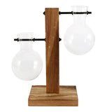 GlassHaven – Zwevend Hydrocultuurvaasje met Houten Standaard