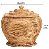 RusticBreeze – Handgemaakte Rattan Opbergbox met Deksel