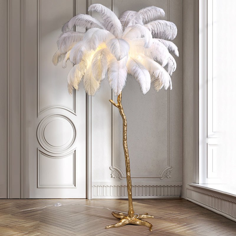 Nordic Ostrich Feather Vloerlamp – Statement piece met zachte glamour