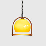 Bauhaus Houten & Glazen Hanglamp – Vintage Design