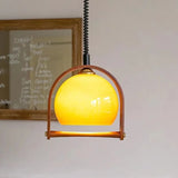 Bauhaus Houten & Glazen Hanglamp – Vintage Design