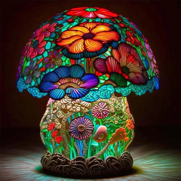 Nara – RainGlow Tafellamp met Glas-in-Lood Effect
