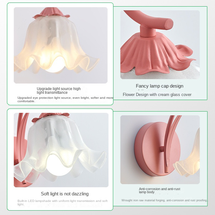 Franse retro wandlamp in bloemvorm