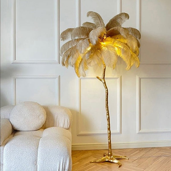 Nordic Ostrich Feather Vloerlamp – Statement piece met zachte glamour